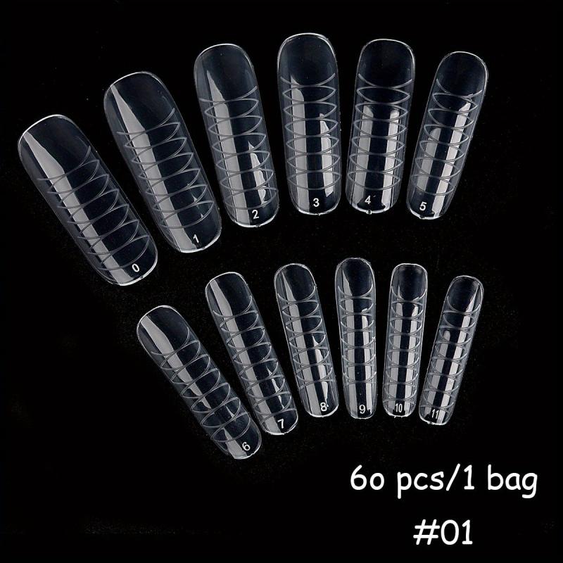 60pcs Nail Extension Stencils Clear Nail Tips Salon DIY Home Art