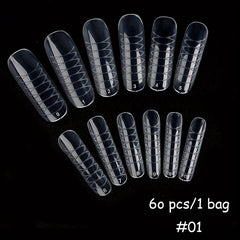60pcs Nail Extension Stencils Clear Nail Tips Salon DIY Home Art
