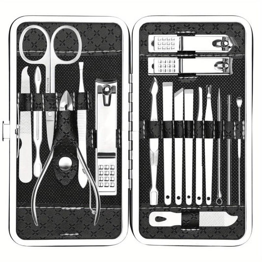 Manicure Pedicure Kit 18 Pieces Stainless Steel Professional Grooming Nail Care