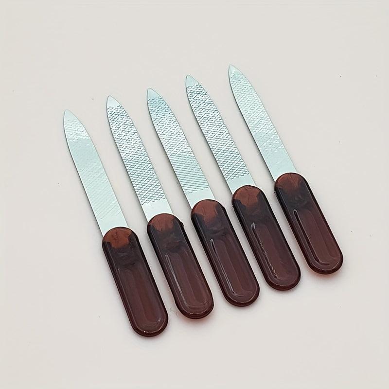 5 Pcs Stainless Steel Nail File with Plastic Handle