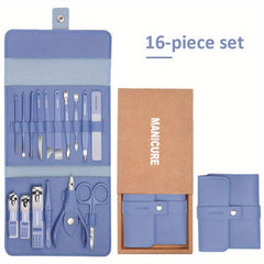 16 Pcs Stainless Steel Nail Clippers Set With Nail Scissors