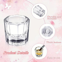 Clear Acrylic Liquid Powder Dish Bowl Cup with Steel Lid