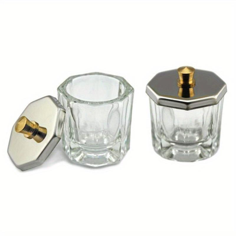 Clear Acrylic Liquid Powder Dish Bowl Cup with Steel Lid