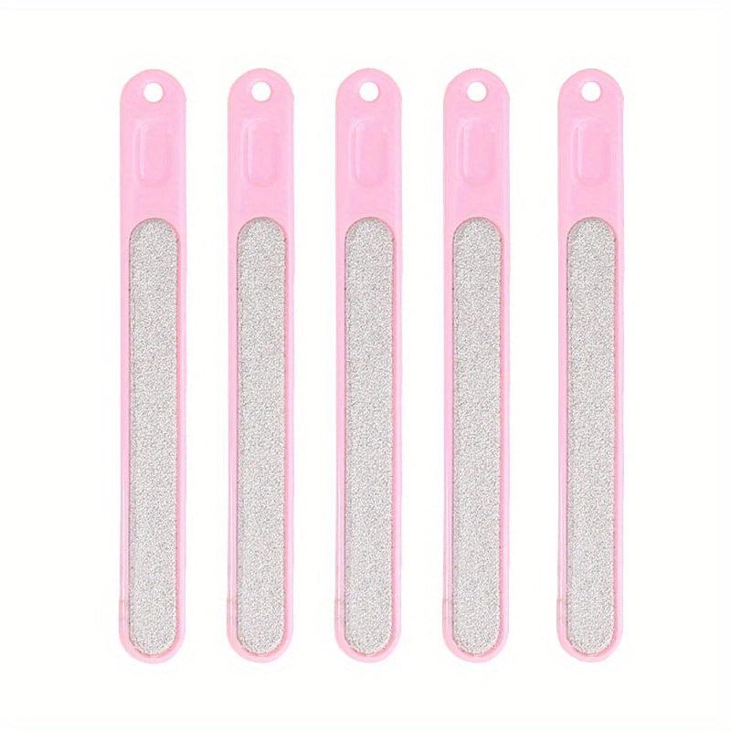 5 Pcs Stainless Steel Metal Nail File w/ Plastic Handle Grooming Tool