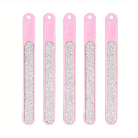 5 Pcs Stainless Steel Metal Nail File w/ Plastic Handle Grooming Tool