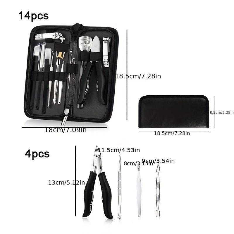 14pcs Stainless Steel Pedicure Set Toe Nail Clippers Ingrown Toenails Nippe