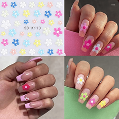 5D Daisy Flower Nail Art Stickers Self Adhesive Decals