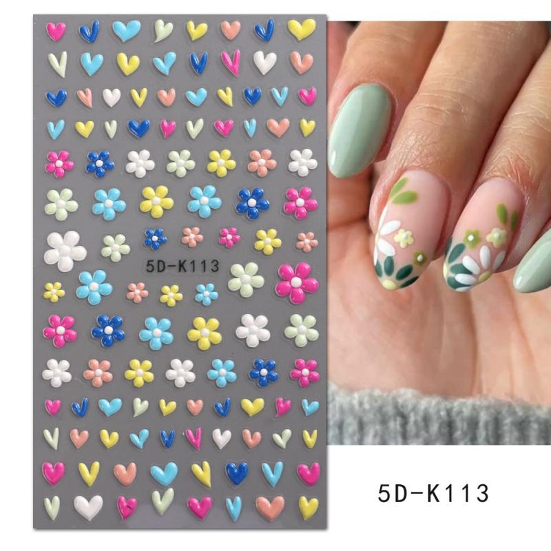 5D Daisy Flower Nail Art Stickers Self Adhesive Decals