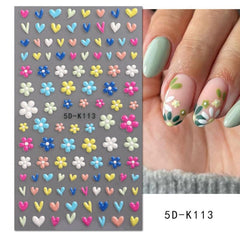 5D Daisy Flower Nail Art Stickers Self Adhesive Decals