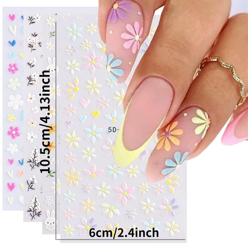 5D Daisy Flower Nail Art Stickers Self Adhesive Decals