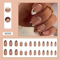 24 pcs Ballet French Edge Press On Nails with Glue Sticker and File