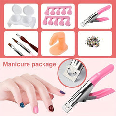 Acrylic Nail Kit 12 Glitter Powders Tips Decorations & Tools