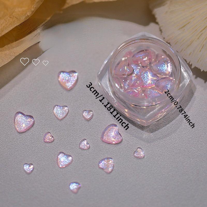 Aurora Love Heart Nail Art 3D Rhinestones Sticker