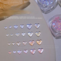 Aurora Love Heart Nail Art 3D Rhinestones Sticker