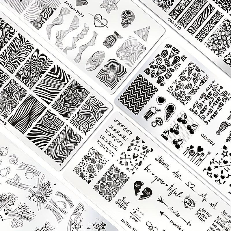 4Pcs Nail Stamping Templates Manicure Kit For Home Salon Use
