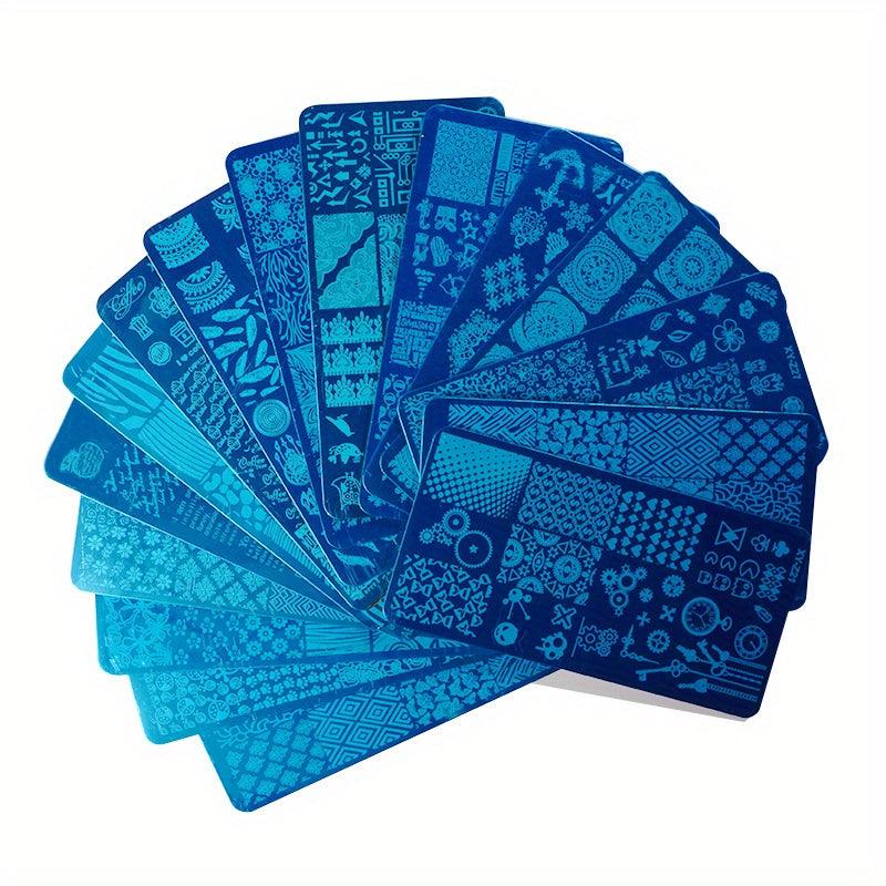 4Pcs Nail Stamping Templates Manicure Kit For Home Salon Use
