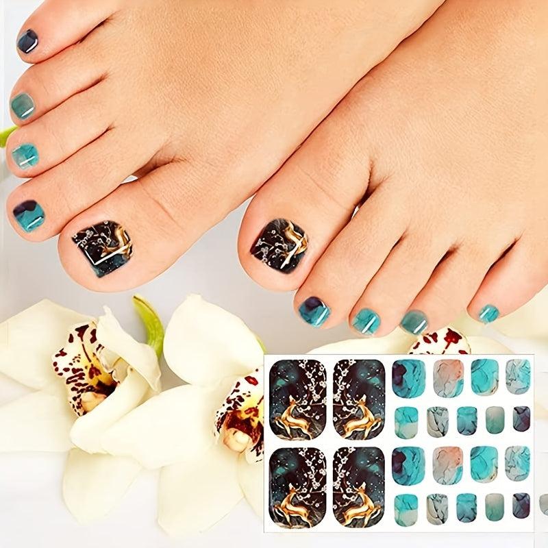 Marbled Starry Sky Toe Nail Stickers Lace Stickers Adhesive Foil Stickers