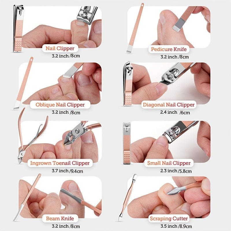 Professional Stainless Steel Pedicure Nail Clippers Set for Travel and Home