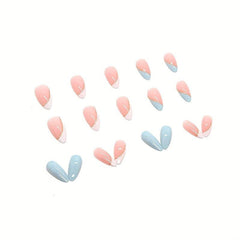 24pcs French Tip Press On Nails with Sequins Glossy False Nails