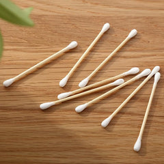 100pcs Disposable Cotton Swabs Double-ended Wooden Swabs Sanitary Cotton Buds