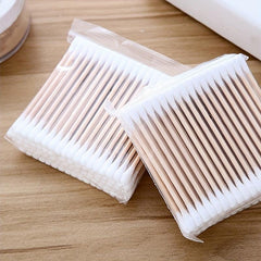 100pcs Disposable Cotton Swabs Double-ended Wooden Swabs Sanitary Cotton Buds