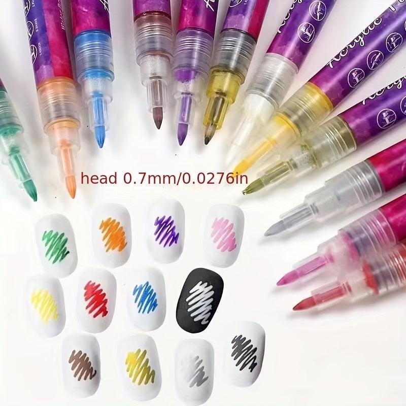 Neon Gel Polish Abstract Stripe Lines Drawing Pen
