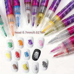 Neon Gel Polish Abstract Stripe Lines Drawing Pen