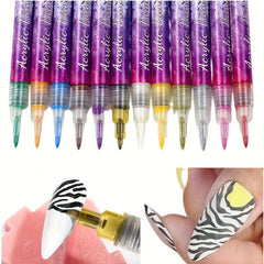 Neon Gel Polish Abstract Stripe Lines Drawing Pen