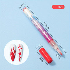 Neon Gel Polish Abstract Stripe Lines Drawing Pen