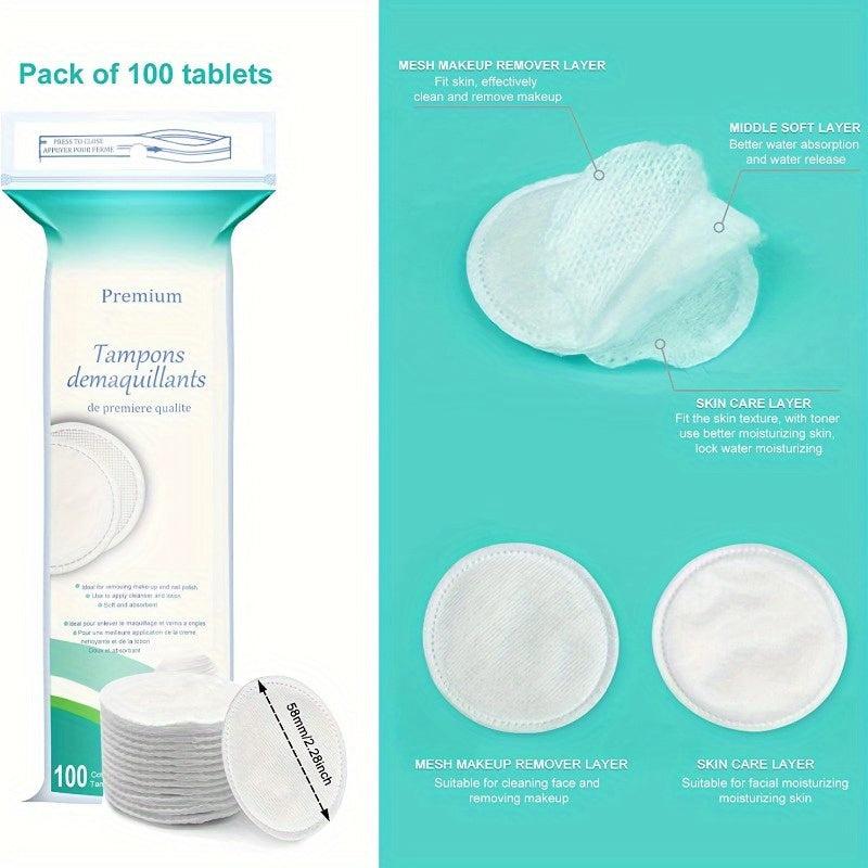 100 Count Cotton Rounds Makeup Remover Cotton Pads Hypoallergenic Lint