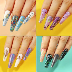 Nail Foil Rhinestones Flakes Decoration Kit with Gems Picker