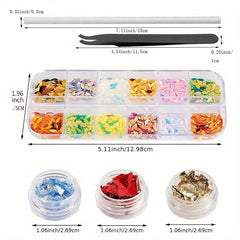 Nail Foil Rhinestones Flakes Decoration Kit with Gems Picker
