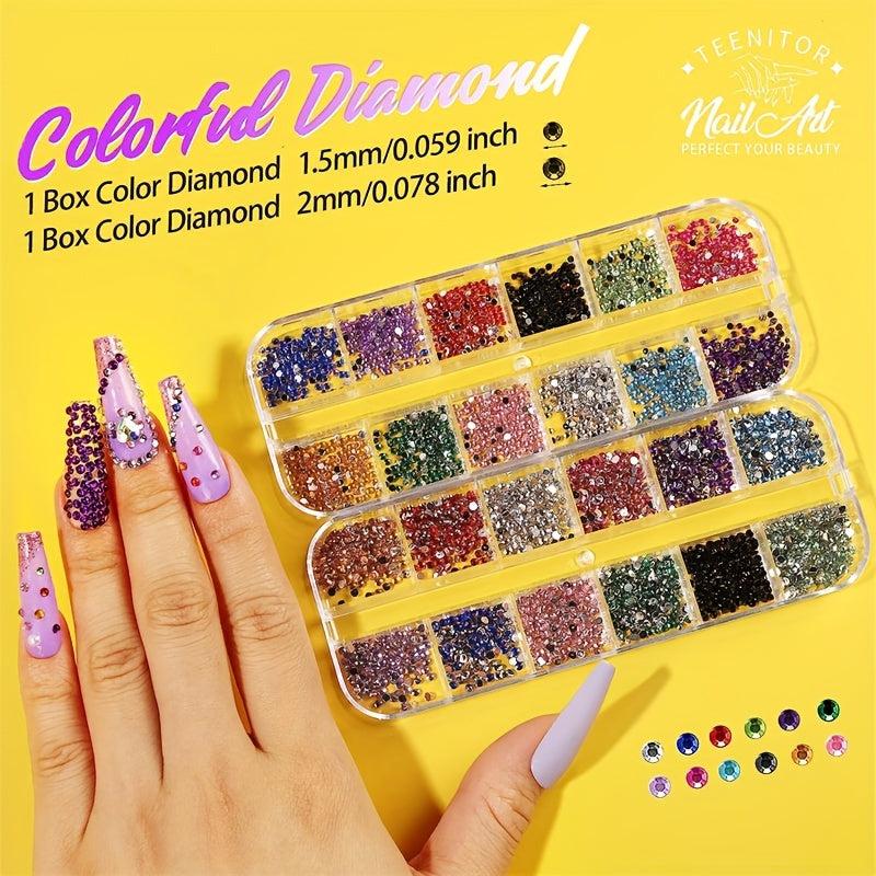 Nail Foil Rhinestones Flakes Decoration Kit with Gems Picker