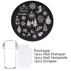 Christmas Nails Art Stamp Plate Set Snowflakes Elk Santa Claus Gift Mold