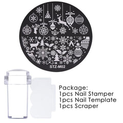 Christmas Nails Art Stamp Plate Set Snowflakes Elk Santa Claus Gift Mold