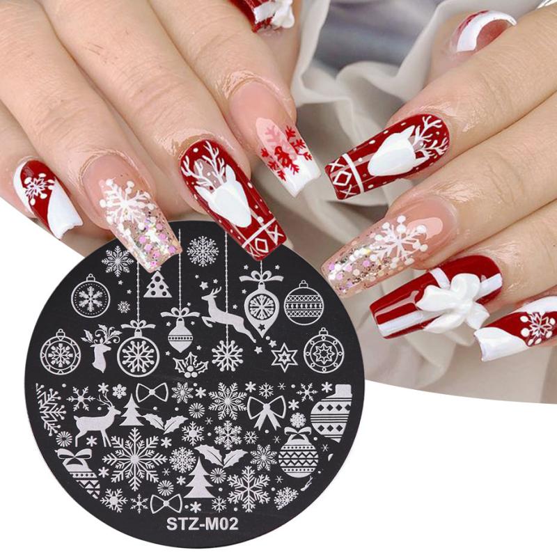 Christmas Nails Art Stamp Plate Set Snowflakes Elk Santa Claus Gift Mold