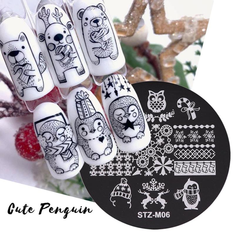 Christmas Nails Art Stamp Plate Set Snowflakes Elk Santa Claus Gift Mold