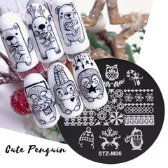 Christmas Nails Art Stamp Plate Set Snowflakes Elk Santa Claus Gift Mold