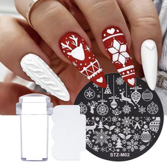 Christmas Nails Art Stamp Plate Set Snowflakes Elk Santa Claus Gift Mold
