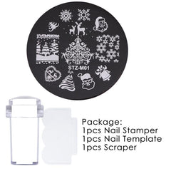 Christmas Nails Art Stamp Plate Set Snowflakes Elk Santa Claus Gift Mold