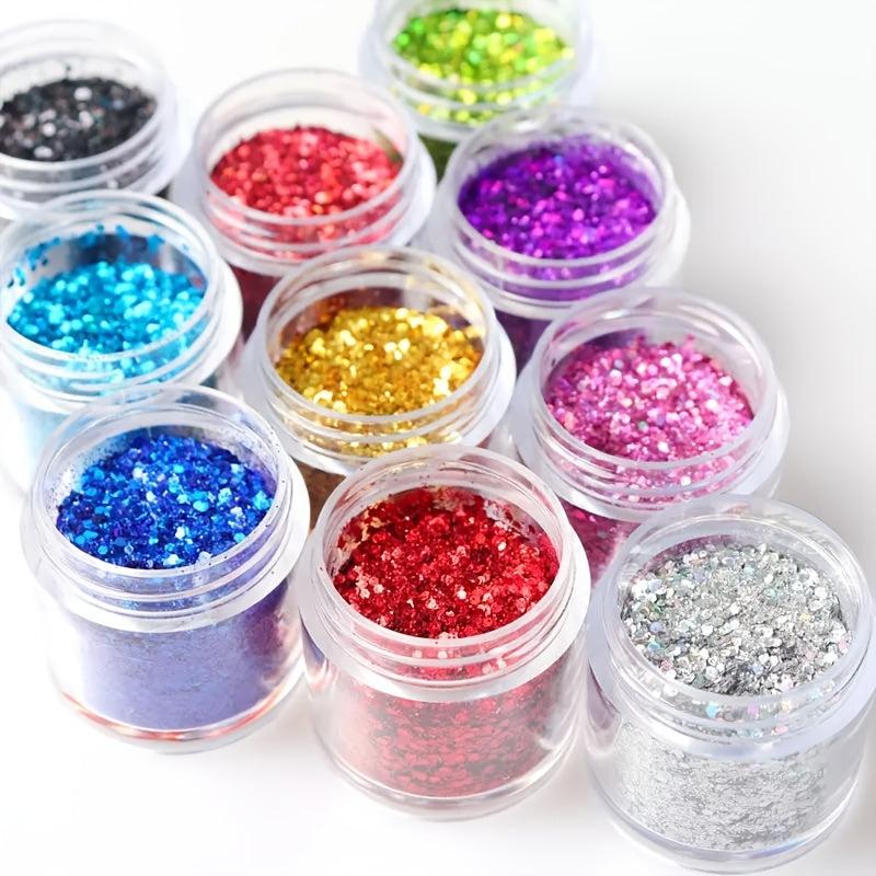 Laser Silver Hexagon Flakes Nail Art Glitter Powder Bulk 0.2mm 1mm