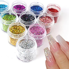 Laser Silver Hexagon Flakes Nail Art Glitter Powder Bulk 0.2mm 1mm
