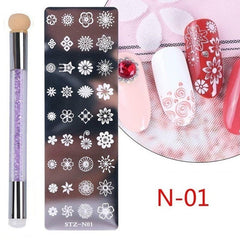 Nail Art Stamping Plates Set with Brush and Mold