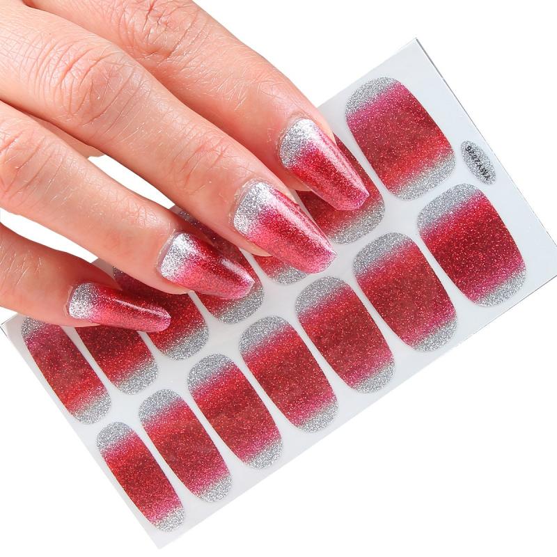 Glitter Full Wrap Nail Polish Stickers Self Adhesive Nail Art Decal Strips