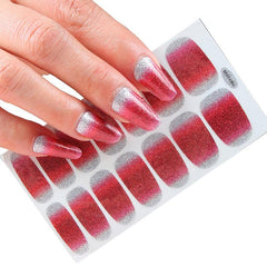 Glitter Full Wrap Nail Polish Stickers Self Adhesive Nail Art Decal Strips