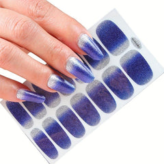 Glitter Full Wrap Nail Polish Stickers Self Adhesive Nail Art Decal Strips