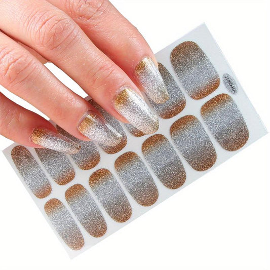 Glitter Full Wrap Nail Polish Stickers Self Adhesive Nail Art Decal Strips
