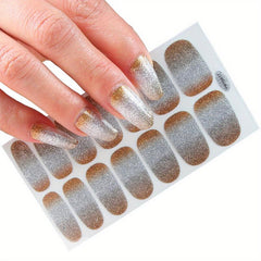 Glitter Full Wrap Nail Polish Stickers Self Adhesive Nail Art Decal Strips