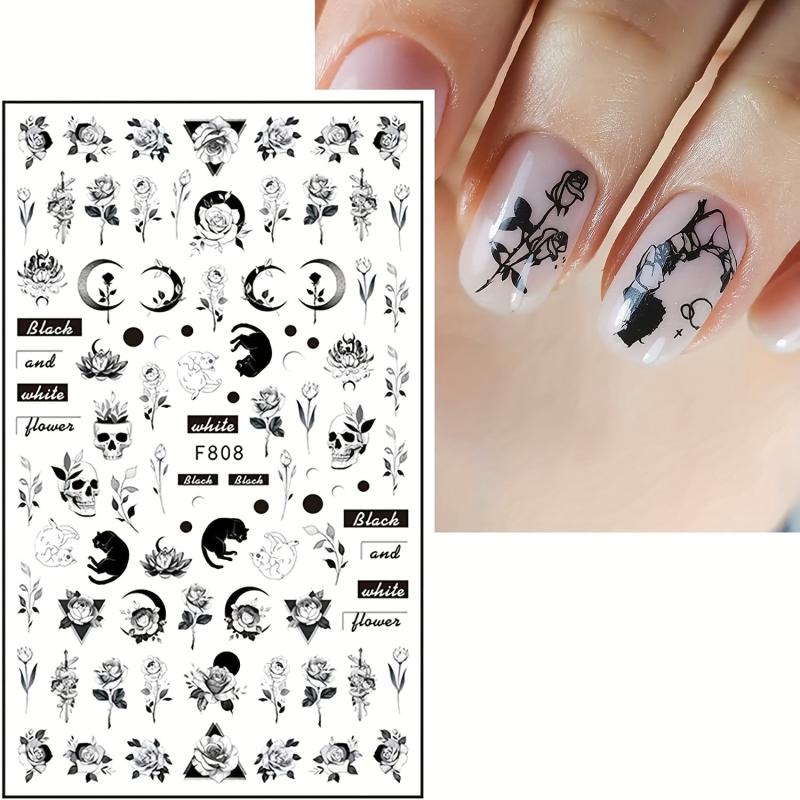 10 Sheets Flower Leaves Nail Stickers Self Adhesive Nail Art Decal