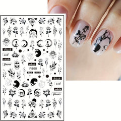 10 Sheets Flower Leaves Nail Stickers Self Adhesive Nail Art Decal